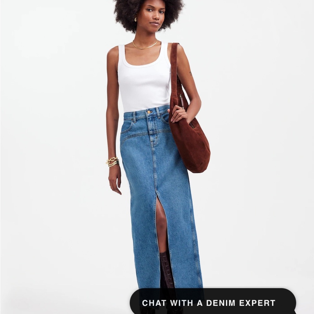 Madewell Denim Western Maxi Skirt in Emario Wash NWT
